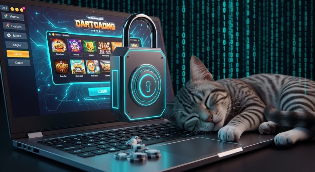 강력한 보안 암호화 기술로 보호받는 온라인 게임 플랫폼의 안전성 강조 이미지